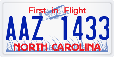 NC license plate AAZ1433