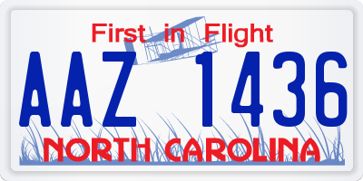 NC license plate AAZ1436