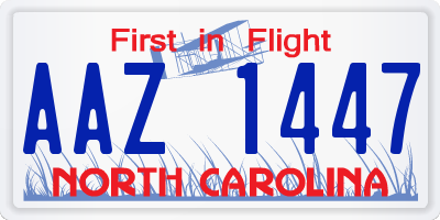 NC license plate AAZ1447