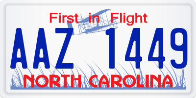 NC license plate AAZ1449