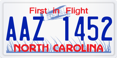 NC license plate AAZ1452