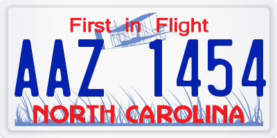 NC license plate AAZ1454