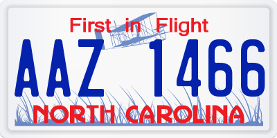 NC license plate AAZ1466
