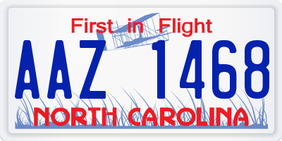 NC license plate AAZ1468