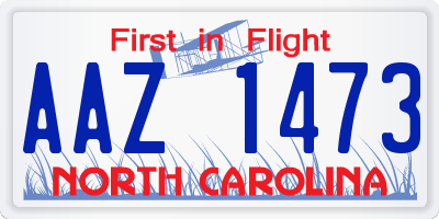 NC license plate AAZ1473