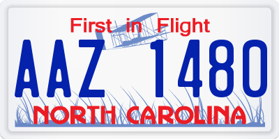 NC license plate AAZ1480