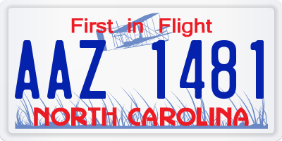 NC license plate AAZ1481