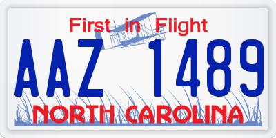 NC license plate AAZ1489