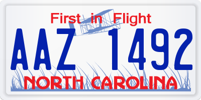 NC license plate AAZ1492