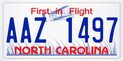 NC license plate AAZ1497