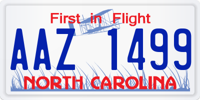 NC license plate AAZ1499
