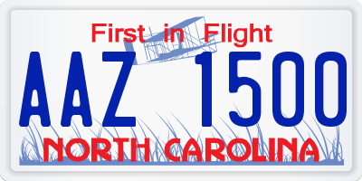 NC license plate AAZ1500