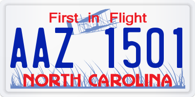 NC license plate AAZ1501