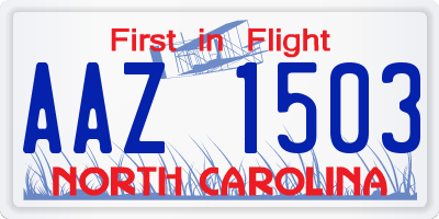 NC license plate AAZ1503