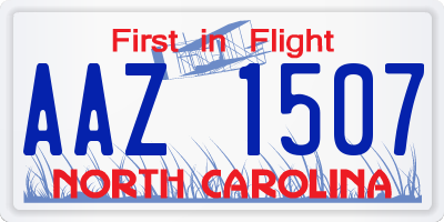 NC license plate AAZ1507