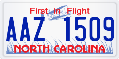 NC license plate AAZ1509
