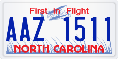 NC license plate AAZ1511