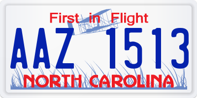 NC license plate AAZ1513