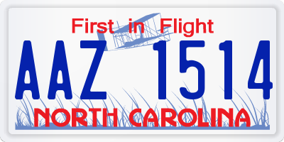 NC license plate AAZ1514