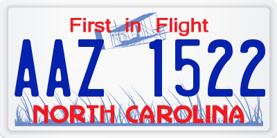 NC license plate AAZ1522