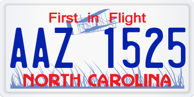 NC license plate AAZ1525