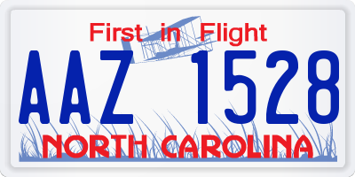 NC license plate AAZ1528