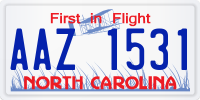 NC license plate AAZ1531