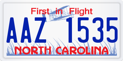 NC license plate AAZ1535