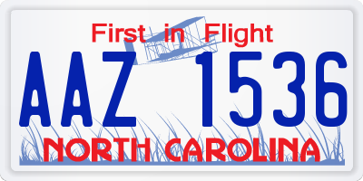 NC license plate AAZ1536