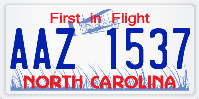 NC license plate AAZ1537