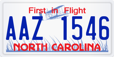NC license plate AAZ1546