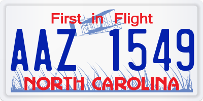 NC license plate AAZ1549