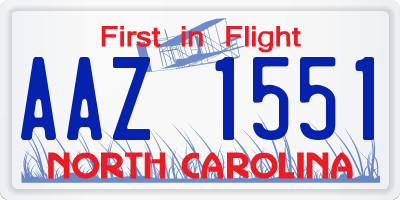 NC license plate AAZ1551