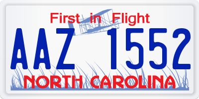 NC license plate AAZ1552