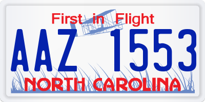 NC license plate AAZ1553
