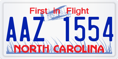 NC license plate AAZ1554