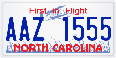 NC license plate AAZ1555