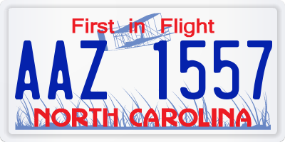 NC license plate AAZ1557