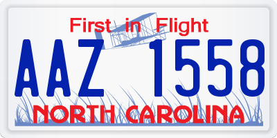 NC license plate AAZ1558