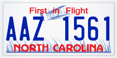 NC license plate AAZ1561