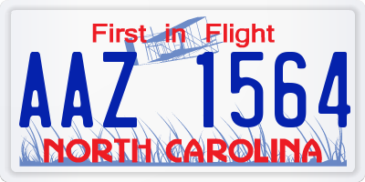 NC license plate AAZ1564