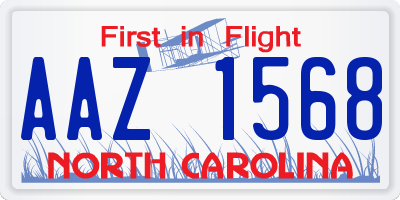 NC license plate AAZ1568