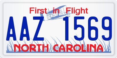 NC license plate AAZ1569