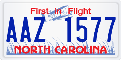NC license plate AAZ1577
