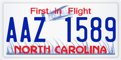 NC license plate AAZ1589