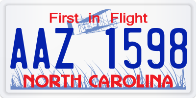 NC license plate AAZ1598