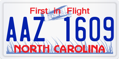 NC license plate AAZ1609