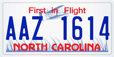 NC license plate AAZ1614