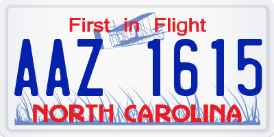 NC license plate AAZ1615