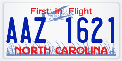 NC license plate AAZ1621